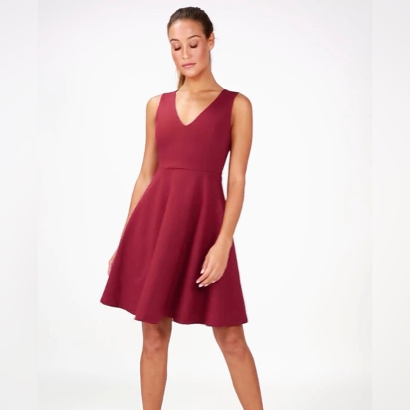 Lulus Red Wine Dress (xs) - Picture 4 of 5